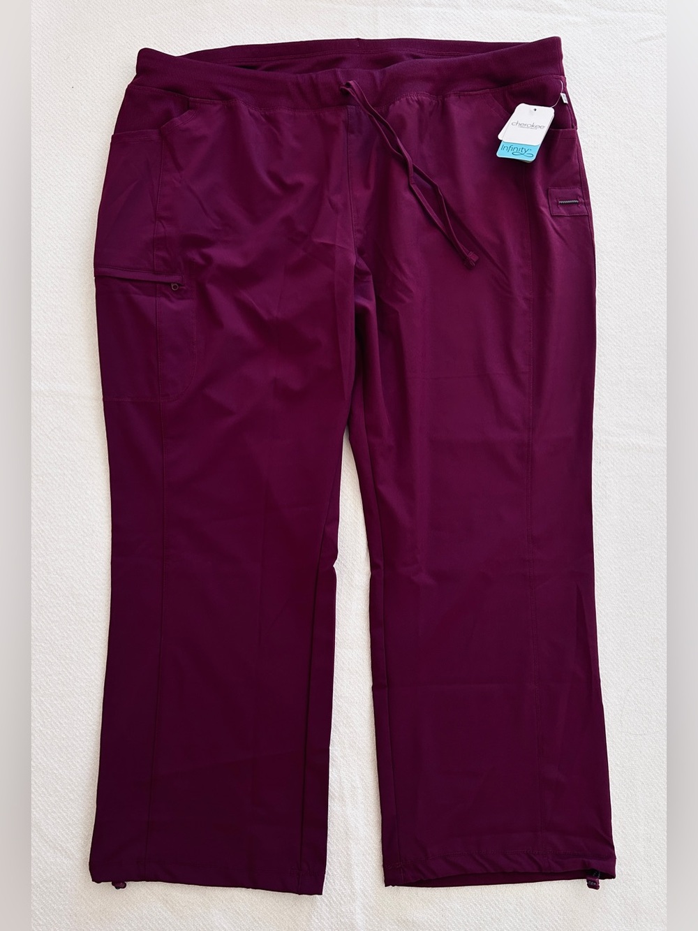Cherokee Infinity Antimicrobial Straight Leg Drawstring Scrub Pants 4XL NWT Wine